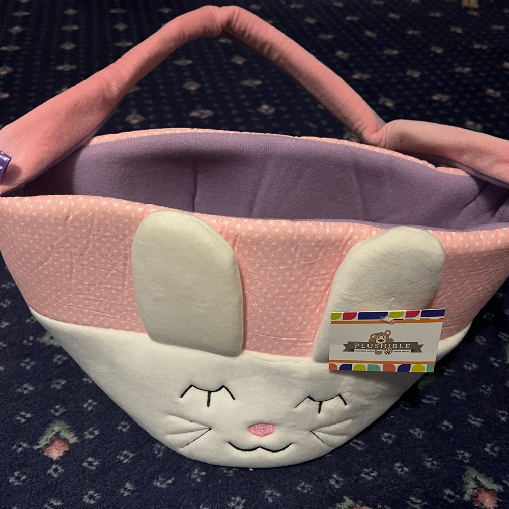 Plushible Pink Bunny Plush Easter Basket NWT